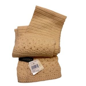 NWT Lauren Ralph Lauren Hand Crocheted Wool Blend Scarf - Cream